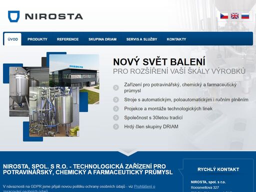 nirosta, spol. s r.o. - vyrábíme technologické nádrže, zásobníky, kontejnery a technologické celky z nerezavějící oceli pro potravinářství, farmaceutický a chemický průmysl
