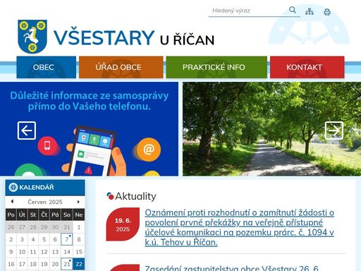 oficiální stránky obce všestary