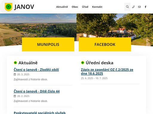 oficiální stránky obce janov