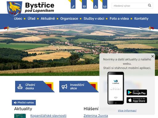 oficiální stránky obce bystřice pod lopeníkem