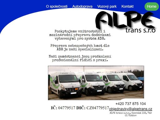 vnitrostátní a mezinárodní přeprava dodávkovými vozidly renault master (euro6) dle adr.