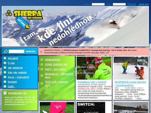 sherpa ski school lyžařská, snowboardová a telemarková akademie. hlubočky u olomouce, hlubočky-hrubá voda, karlov pod pradědem, malá morávka, praděd, klínovec a další v čr. 