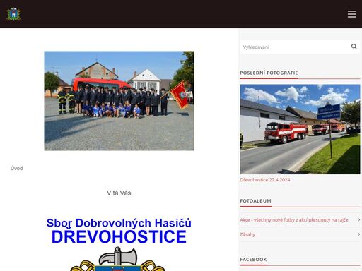 stránky sboru dobrovolných hasičů dřevohostice