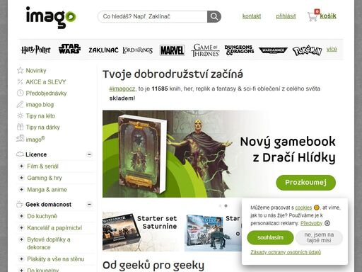 vše pro milovníky fantasy a scifi - deskové hry, knihy, kostýmy, zbraně pro larp, dřevárny, rpg, oblečení, repliky a mnoho dalšího pod jednou střechou!