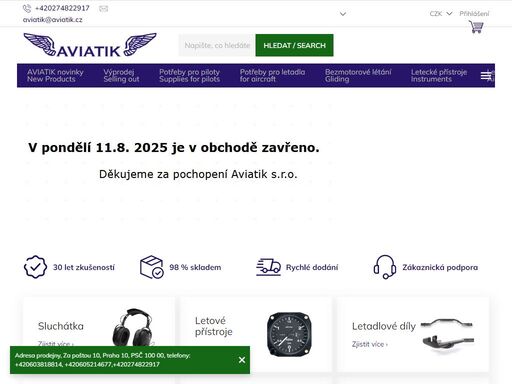 vybavení pilotů a pro letadla; letecká literatura; letecké vysílačky; odpovídače;  přístroje; gps; konstrukční materiál pro ul; paragliding; rogalo; parašutismus a drony. konzultace zdarma, létáme pro radost!
pilot shop; vše pro piloty; obchod pro piloty; letecké vybavení; široký sortiment leteckého vybavení a potřeb…