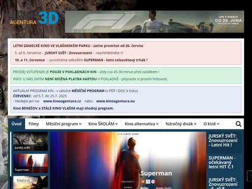 kompletní program, vstupenky online, kontakt a všechny informace o 3d kino benešov