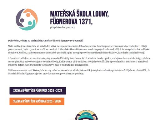 webové informační stránky mateřské školy fügnerova v lounech. informace o školce, třídách, sdělení pro rodiče a novinky nebo fotogalerie.