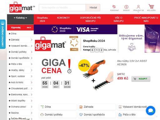 gigamat.cz - nákupní galerie - nářadí, vše pro domácnost, malé elektrospotřebiče, vše na zahradu