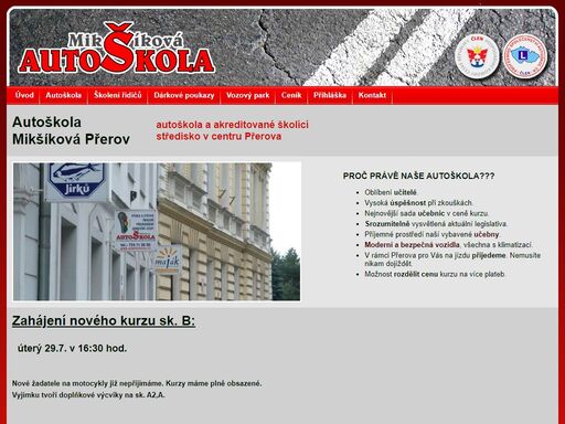 autoškola a akreditované školící středisko v centru přerova. výcvik všech skupin řo.