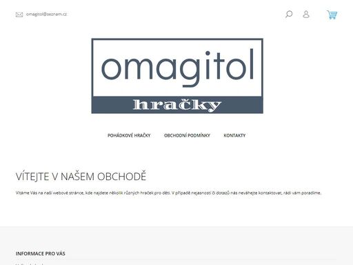 vítejte v našem obchodě. vítáme vás na naší webové stránce, kde najdete několik různých hraček pro děti. v případě nejasností či dotazů nás neváhejte kontaktovat, rádi vám poradíme.