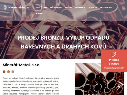 minerál metal s.r.o. - bronz, bronzové odlitky, bronzové polotovary, bronzové odpady, bronze
