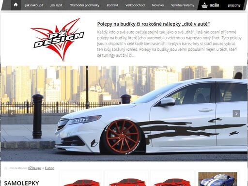 e-shop - v našem e-shopu pždesign naleznete jedinečné tuning samolepky na auto a moto, také si zde můžete vybrat autodoplňky. polepy lze vybírat z mnoha druhů, barev a rozměrů.