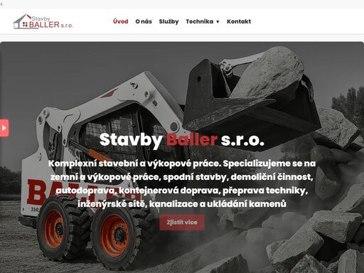 stavby baller s.r.o. – komplexní stavební a výkopové práce, demolice, kontejnery a autodoprava.