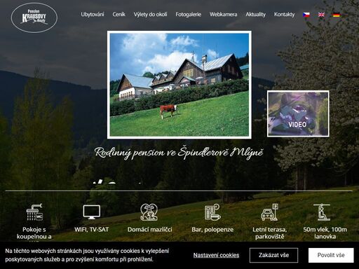 rodinný pension krausovy boudy  

rodinný pension krausovy boudy se nachází ve špindlerově mlýně, v pěkném prostředí krkonoš nad přehradou na labi v nadmořské výšce 830 m, asi 2 km od centra. pension je vhodný pro rodiny s dětmi, pro odpočinkovou i sportovní dovolenou. je ideálním výchozím místem jak pro letní pěší turistiku, tak pro