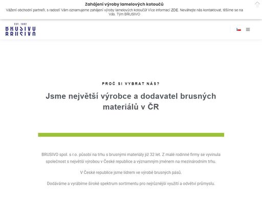 brusivo spol. s.r.o. - největší dodavatel a výrobce brusných materiálů v čr. dodáváme a vyrábíme široké spektrum sortimentu pro nejrůznější využití a odvětví průmyslu. brusné pásy, brusné výseky, řezací kotouče, fíbry a mnoho dalšího.