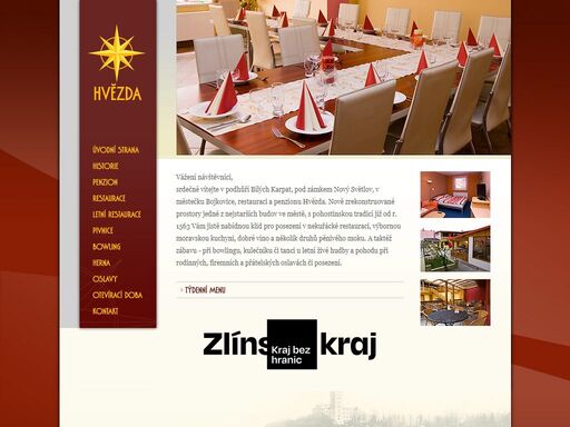 vítejte v podhůří bílých karpat, pod zámkem nový světlov, v městečku bojkovice, restauraci a penzionu hvězda.
