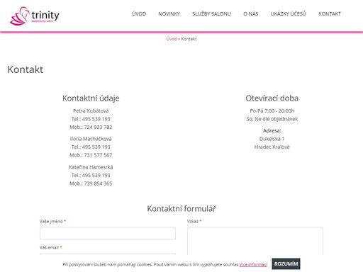 kontakt - kadeřnický salon trinity hradec králové