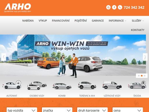 autobazar arho nabízí prodej ojetých aut, jejich financování a výkup aut.