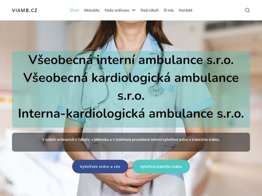 všeobecná interní ambulance s.r.o. se specializuje na diagnostiku, léčbu i preventivní a poradenskou činnost v oblasti interní kardiologické, cévní, gastroenterologické a provozuje ambulance v milevsku, táboře a soběslavi.