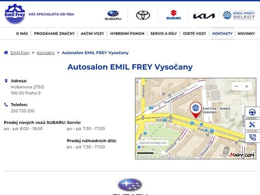 telefonní i e-mailové kontakty prodeje, servisu a náhradních dílů vozů subaru, v praze vysočanech. jsme tu pro vás po–pá 8:00–18:00 hod.