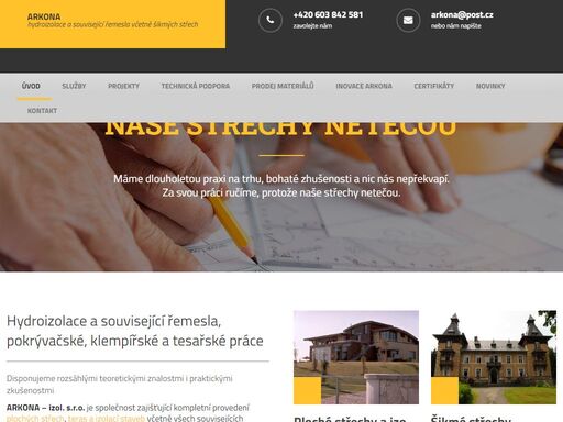 hydroizolace a související řemesla, pokrývačské, klempířské a tesařské práce.