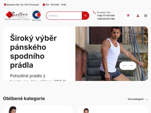 nakupujte přímo od výrobce, spodní prádlo spoltex kravaře.