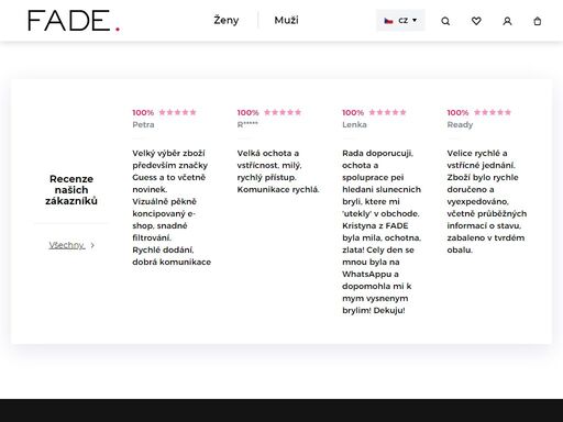 luxusní autorizovaný e-shop fade nabízí aktuální kolekce módních značek calvin klein, guess, marciano, pinko a;elisabetta franchi za bezkonkurenční ceny ?