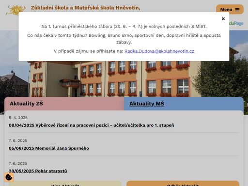 díky nižšímu počtu žáků ve třídách se snažíme zajistit individuální přístup ke každému žákovi, rozvíjení jeho schopností a dovedností. navštivte nás.