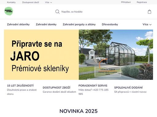 specializovaný obchod kde najdete skleníky, zahradní domky a spoustu užitečných potřeb pro zahrádkáře.