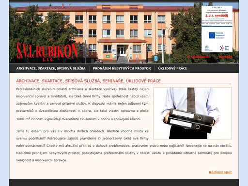 hlavní činností naší firmy je nabídka profesionálních služeb v oblasti archivace a skartace. nabízíme také pronájem nebytových prostor a úklidové práce pro firmy i domácnosti.