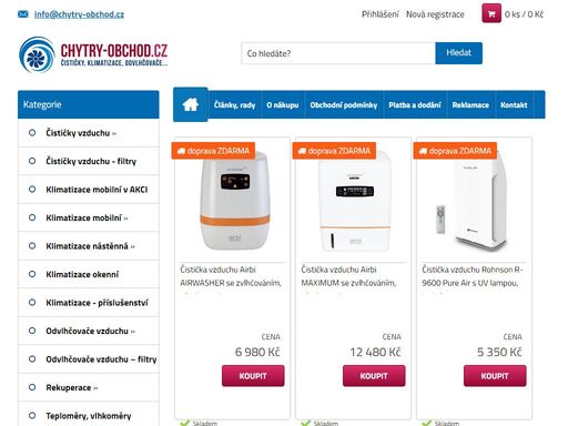 čističky vzduchu pro alergiky, odvlhčovače vzduchu proti plísni, mobilní klimatizace do bytu