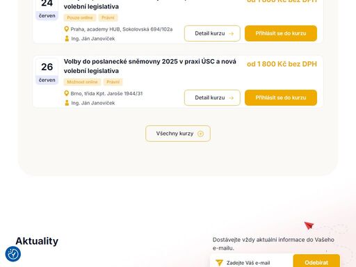 poskytujeme kurzy a vzdělávací semináře převáženě pro klienty veřejné správy. zaměřujeme se na akreditované kurzy mv čr a mpsv čr. školíme nejen odborné a legislativní kurzy, ale i tzv. měkké a manažerské dovednosti.