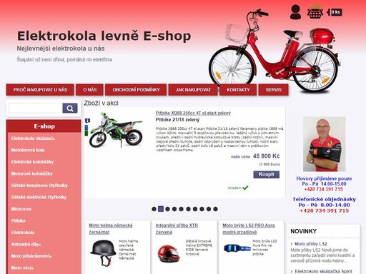 e-shop: elektrokola, moto kola, dětské elektrické čtyřkolky, náhradní díly.