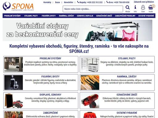 vybavení obchodů a prodejen, figuríny, stojany, pulty, ramínka, značení zboží. široký sortiment, největší showroom v čr, zakázková výroba a montáže.
