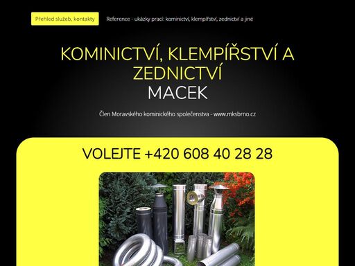 kominictví, klempířství a zednictví macek