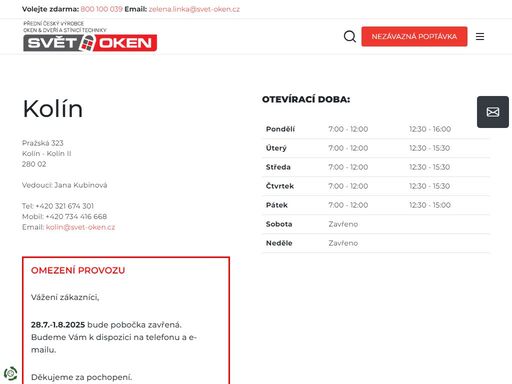pobočka společnosti svět oken kolín nabízí do konce měsíce se slevou plastová okna, plastové dveře, hliníková okna, hliníkové dveře, garážová vrata, balkóny a lodžie a stínící techniku.