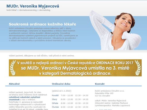 poskytujeme vysoce odbornou péči v oboru dermatovenerologie. zabýváme se diagnostikou a léčbou všech kožních a pohlavních nemocí, přijímáme dospělé i dětské pacienty.