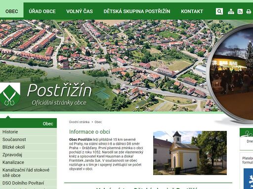 oficiální stránky obce postřižín