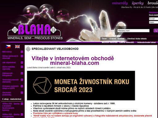 blaha - velkoobchod - minerály, šperky,polodrahokamy a drahé kameny.