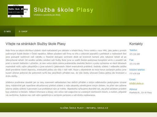 služba škole plasy, prodej učebnic a školních pomůcek
