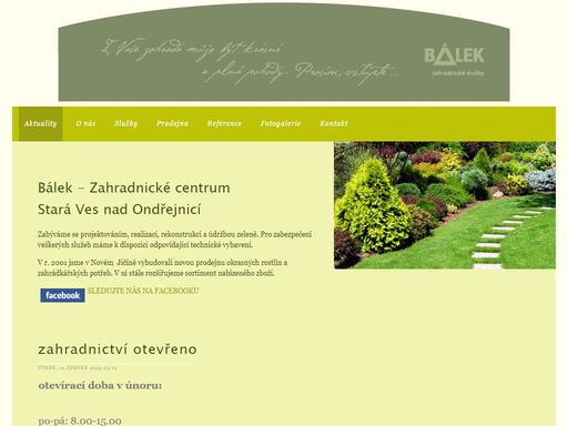 bálek - zahradnické centrum, stará ves nad ondřejnicí - zahradnictví, návrhy, realizace a údržba zahrad, prodej okrasných rostlin