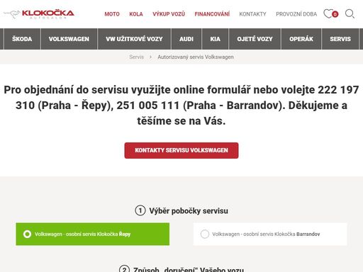 objednejte se online do autorizovaného servisu volkswagen autosalon klokočka.