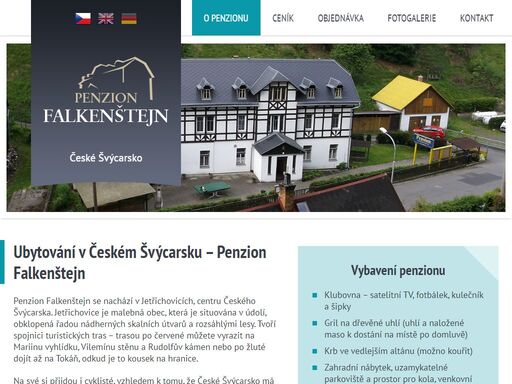 penzion falkenštejn se nachází v jetřichovicích, centru českého švýcarska. součástí vybavení je jídelna, klubovna,  wifi, gril, krb, uzamykatelný prostor pro kola, parkování, stolní tenis...