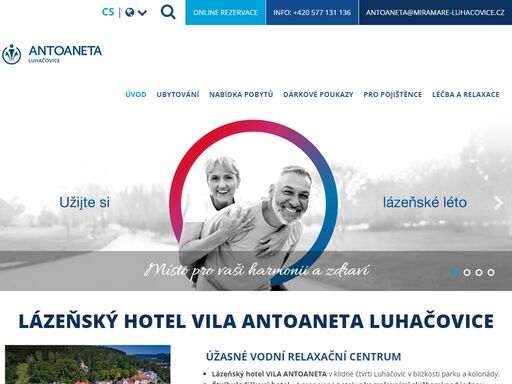 ubytování v klidné čtvrti lázní luhačovice, vodní relaxační centrum, vynikající kuchyně, profesionální lázeňské a wellness služby pod jednou střechou.