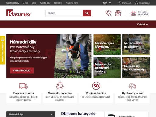 u nás najdete kompletní nabídku náhradních dílů na sekačky, křovinořezy, motorové pily, zahradní traktory a další zahradní a lesní techniku.