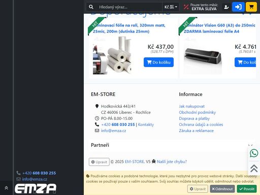laminátory, skartovačky, řezačky, vazače, emza internetový obchod. specializujeme se na kancelářskou techniku jako jsou laminátory, skartovačky, řezačky, vazače a materiál pro konečnou úpravu dokumentů.