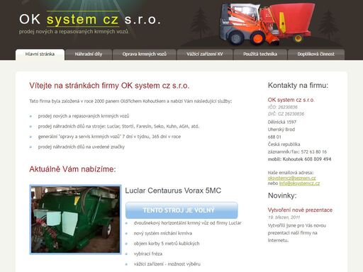 firma zabývající se prodejem nových a repasovaných krmných vozů, náhradních dílů na stroje: luclar, storti, faresin, seko, kuhn, agm, atd.
