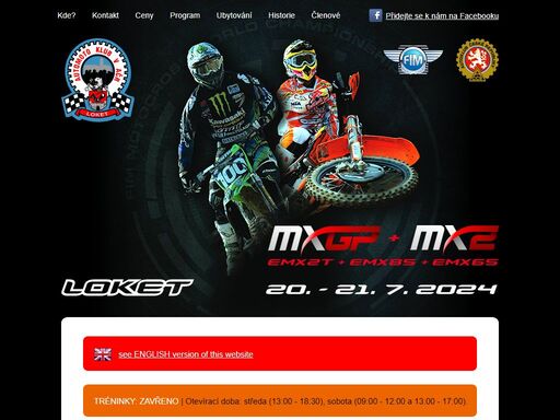 oficiální stránky amk loket, pořadatele mistrovsví světa v motocrossu a dalších závodů.
