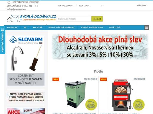 homepage, rychlá dodávka