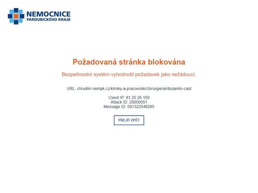 nemocnice poskytuje lůžkovou a ambulantní péči pro spádovou oblast okolí města chrudim, tj. zhruba 100.000 obyvatelům.